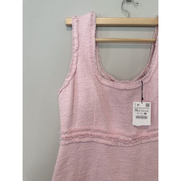 Zara Pink Tweed Mini Dress X-Large Blogger RARE Barbiecore Influencer NWT 1139 - Picture 5 of 14